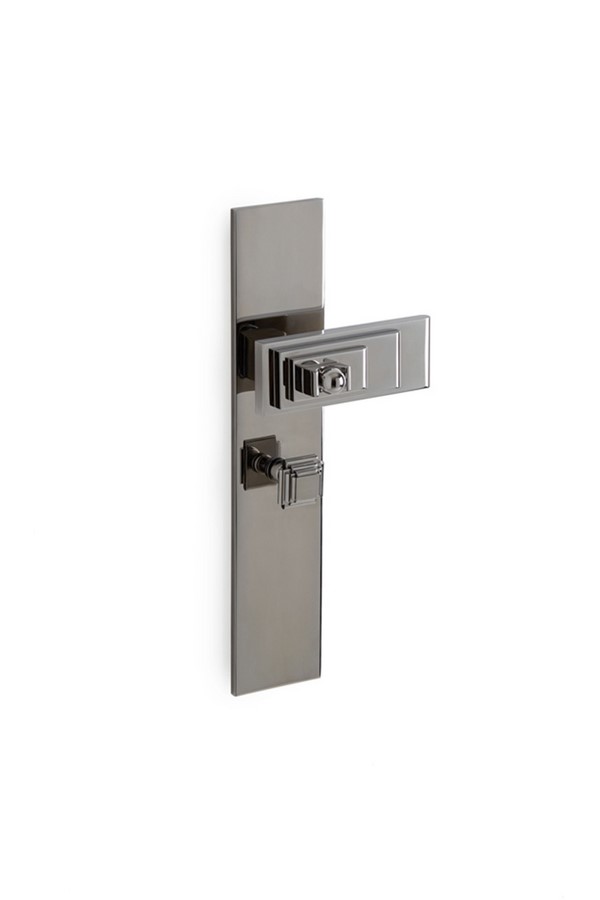 Nouveau Door Lever on Back Plate with Thumb Turn